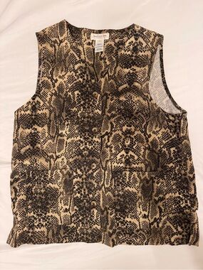 Vintage Jones New York Sport Snake Skin Print Vest in Brown